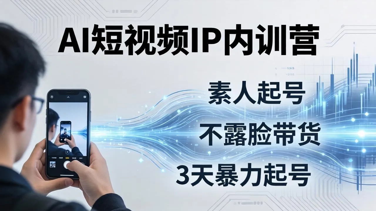 2026AI短视频IP内训营-更新：从素人起号到不露脸带货，3天暴力起号全流程拆解-小优资源网
