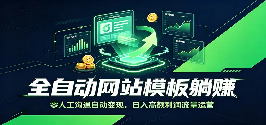 全自动网站模板躺赚：零人工沟通自动变现，日入高额利润流量运营-小优资源网