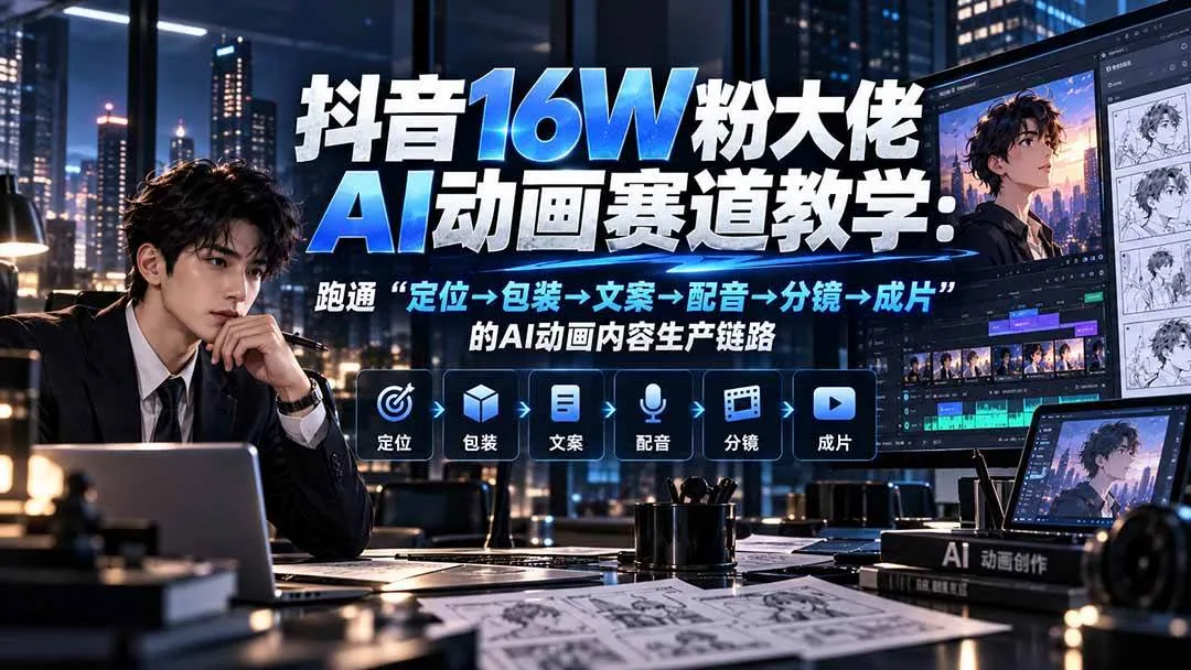 (20791期)抖音16W粉大佬规则门禁AI动画赛道教学:跑通“定位→包装→文案→配音→分镜→成片”的AI动画内容生产链路-小优资源网