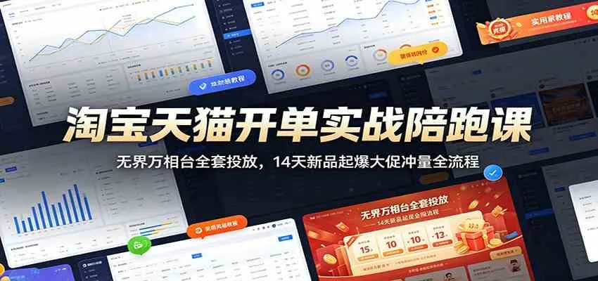 淘宝天猫开单实战陪跑课:无界万相台全套投放,14天新品起爆大促冲量全流程-小优资源网