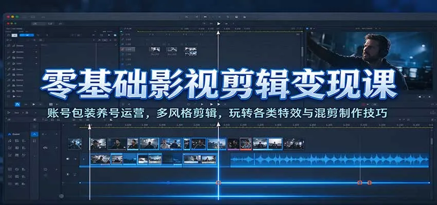 零基础影视剪辑变现课:账号包装养号运营,多风格剪辑,玩转各类特效与混剪制作技巧 零基础影视剪辑变现课:账号包装养号运营,多风格剪辑,玩转各类特效与混剪制作技巧
