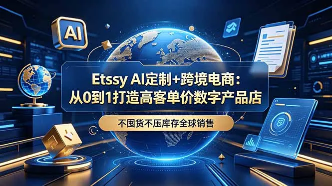 Etsy AI定制+跨境电商:从0到1打造高客单价数字产品店,不囤货不压库存全球销售-小优资源网