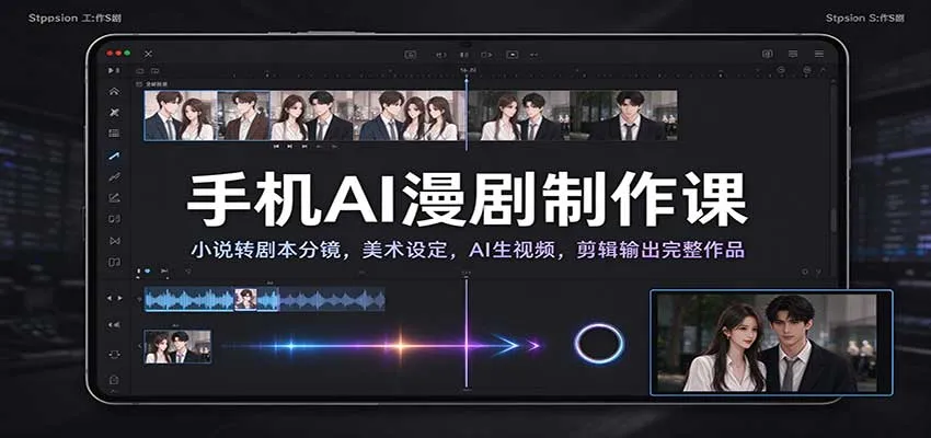 手机AI漫剧制作课：小说转剧本分镜，美术设定，AI生视频，剪辑输出完整作品-小优资源网