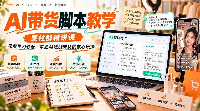 AI带货脚本教学，某社群精讲课，带货学习必看，掌握AI赋能带货的核心玩法-小优资源网