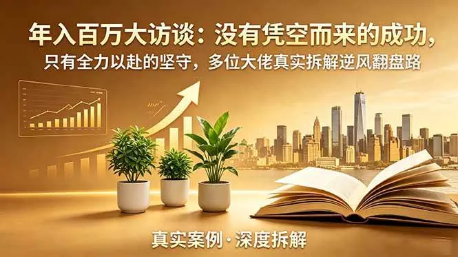 （19099期）年入百万大访谈-更新：没有凭空而来的成功，只有全力以赴的坚守，多位大佬真实拆解逆风翻盘路-小优资源网