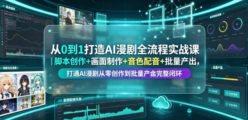 从0到1打造AI漫剧全流程实战课｜脚本创作+画面制作+音色配音+批量产出，打通AI漫剧从零创作到批量量产完整闭环-小优资源网