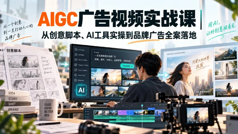AIGC广告视频实战课|从创意脚本、AI工具实操到品牌广告全案落地 AIGC广告视频实战课|从创意脚本、AI工具实操到品牌广告全案落地