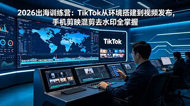 2026出海训练营:TikTok从环境搭建到视频发布,手机剪映混剪去水印全掌握-小优资源网