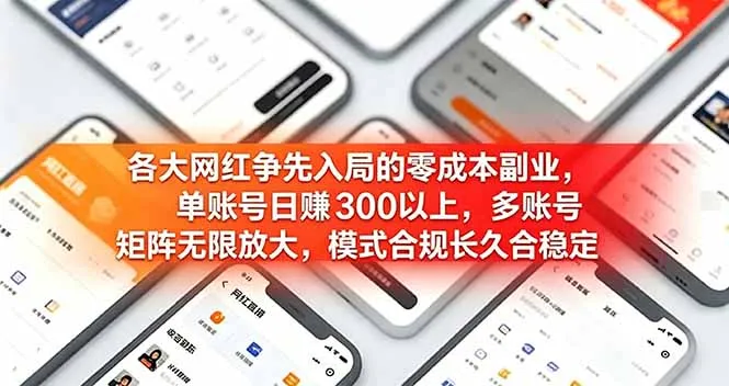 各大网红争先入局的零成本副业，单账号日赚 300 以上，多号矩阵可放大，模式合规长久稳定！-小优资源网