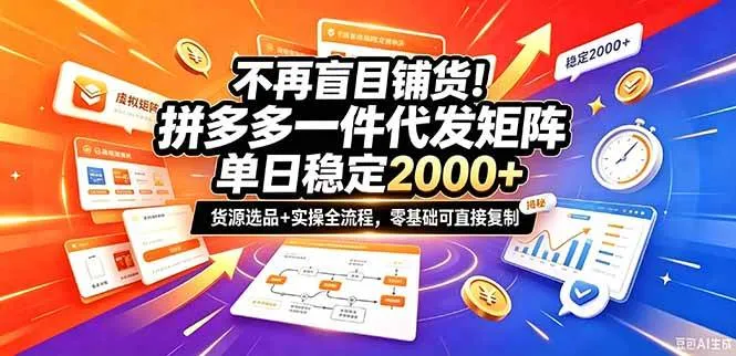 （20955期）不再盲目铺货！拼多多一件代发矩阵落地攻略，提供优质货源店铺运营全流程，零基础可直接复制-小优资源网