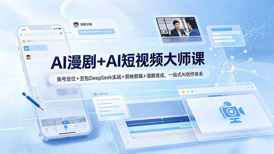 AI漫剧+AI短视频大师课:账号定位+豆包DeepSeek实战+剪映剪辑+漫剧速成,一站式AI创作体系-小优资源网