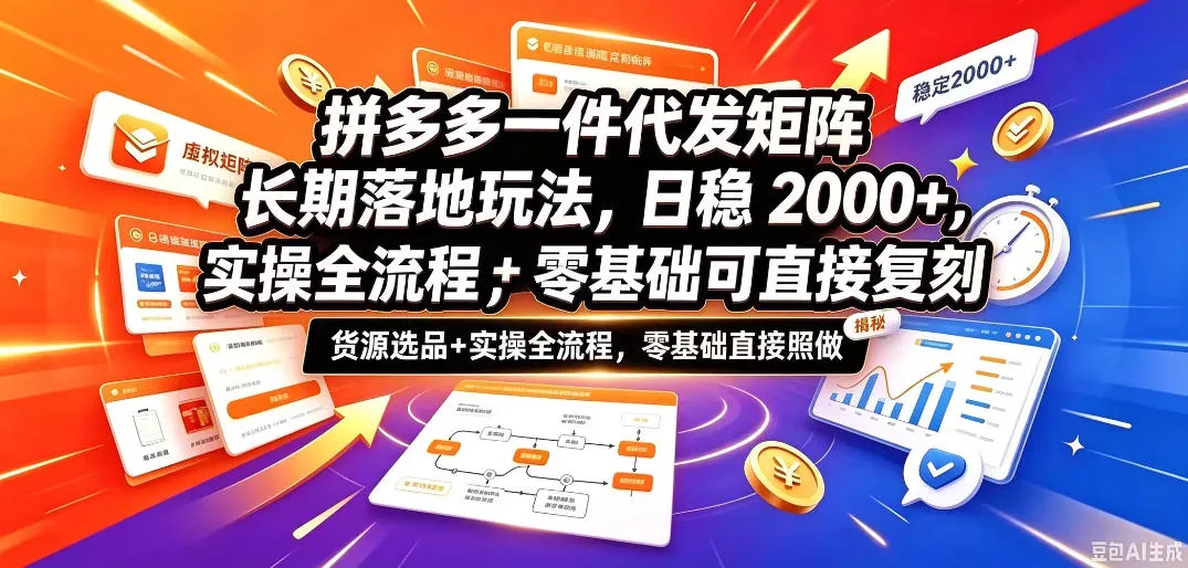 拼多多一件代发矩阵长期落地玩法,日稳入2k+,选品货源+实操全流程,零基础可直接复刻【拆解】 拼多多一件代发矩阵长期落地玩法,日稳入2k+,选品货源+实操全流程,零基础可直接复刻【拆解】