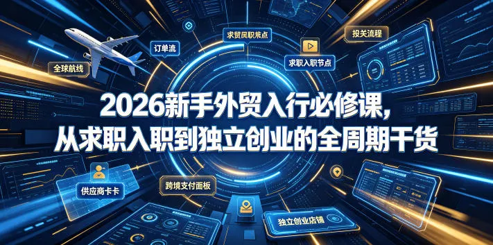 2026新手外贸入行必修课,从求职入职到独立创业的全周期干货-小优资源网