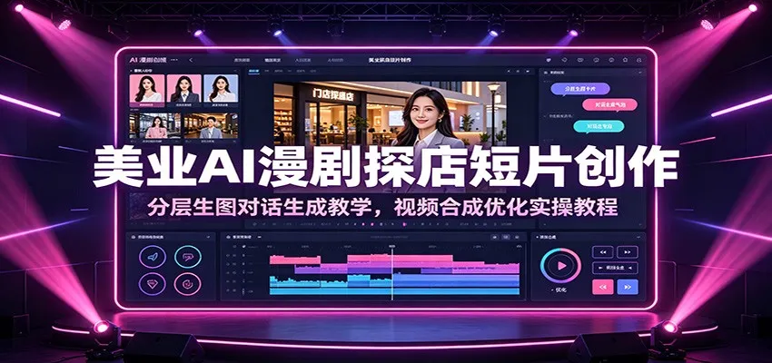 美业AI漫剧探店短片创作:分层生图对话生成教学,视频合成优化实操教程-小优资源网