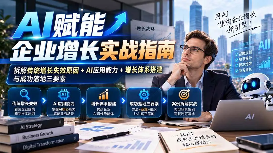 (20850期)【无水印】AI赋能企业增长实战指南:拆解传统增长失效原因+AI应用能力+增长体系搭建与成功落地三要素 (20850期)【无水印】AI赋能企业增长实战指南:拆解传统增长失效原因+AI应用能力+增长体系搭建与成功落地三要素