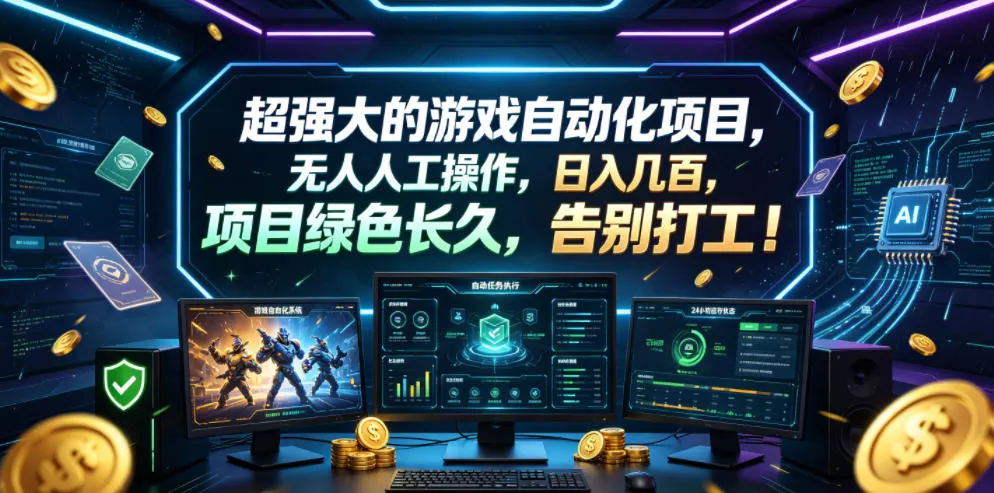 超强大的游戏自动化项目,无人人工操作,日入几百,项目绿色长久,告别打工!【揭秘】-小优资源网