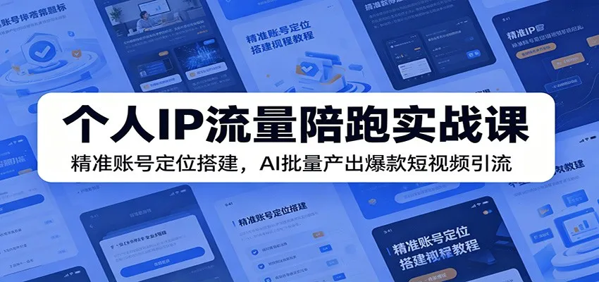 个人IP流量陪跑实战课：精准账号定位搭建，AI批量产出爆款短视频引流-小优资源网