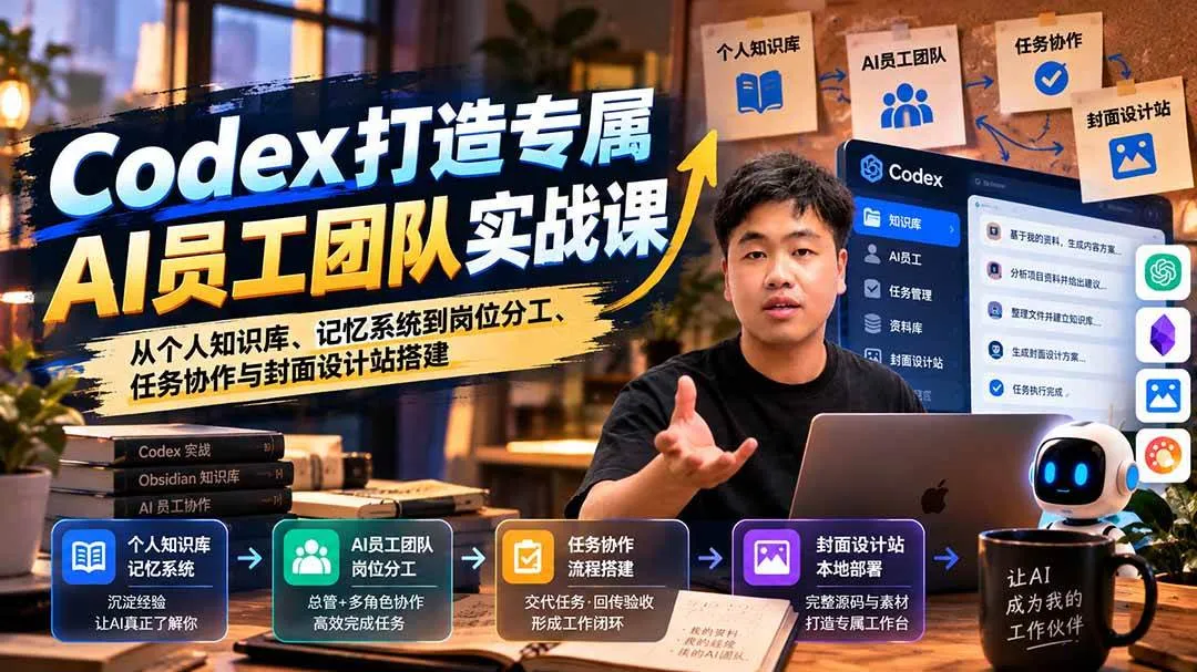 （20916期）【无水印】Codex打造专属AI员工团队实战课：从个人知识库、记忆系统到岗位分工、任务协作与封面设计站搭建