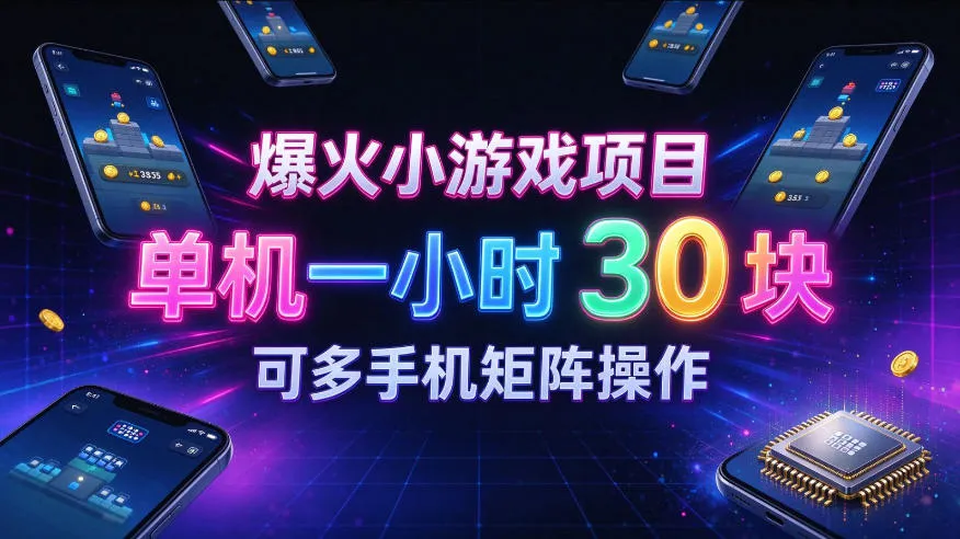 爆火小游戏撸金项目,实测单机一小时30+,可多手机矩阵操作,新手看完一遍就能上手【揭秘】-小优资源网