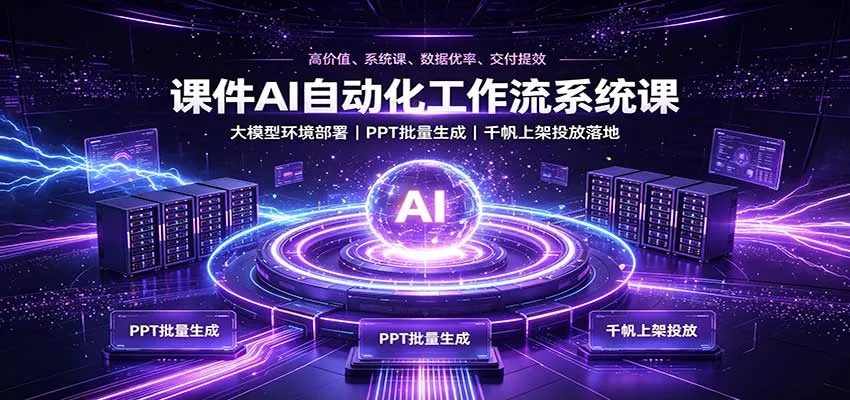 课件AI自动化工作流系统课:大模型环境部署,PPT批量生成,千帆上架投放落地-小优资源网