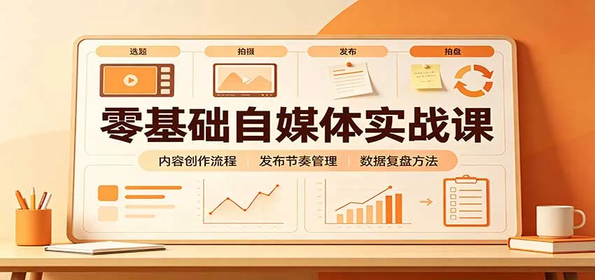 零基础自媒体实战课：赛道人设冷启动，内容创作复盘，公私域商业闭环-小优资源网
