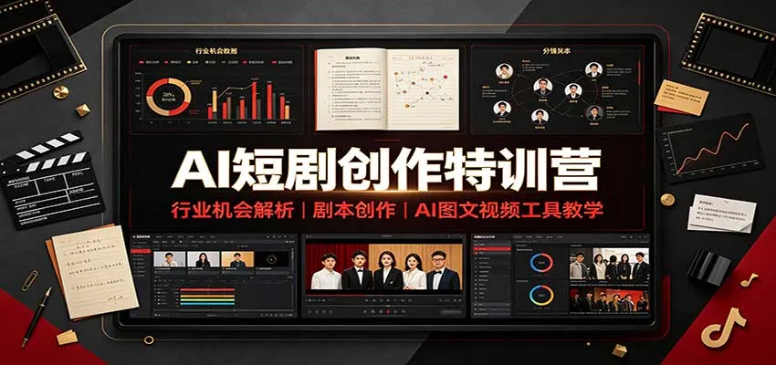 AI短剧创作特训营:行业机会解析,剧本创作,AI图文视频工具教学(文字版)-小优资源网