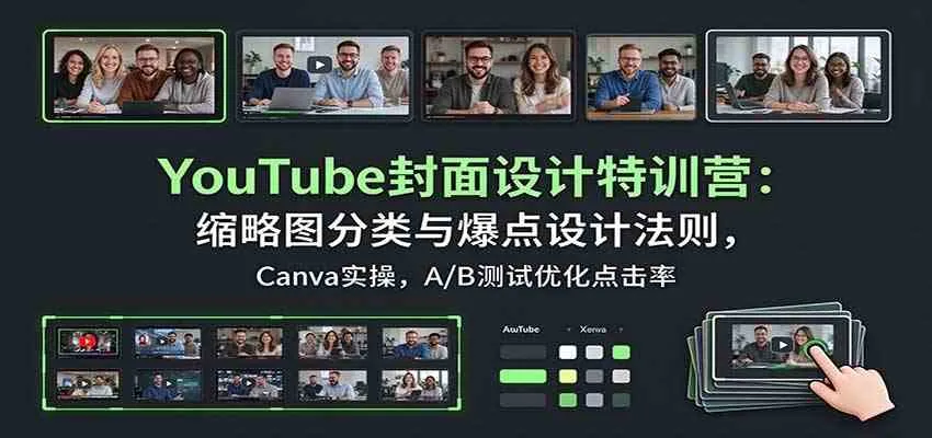 YouTube封面设计特训营：缩略图分类与爆点设计法则，Canva实操，A/B测试优化点击率-小优资源网