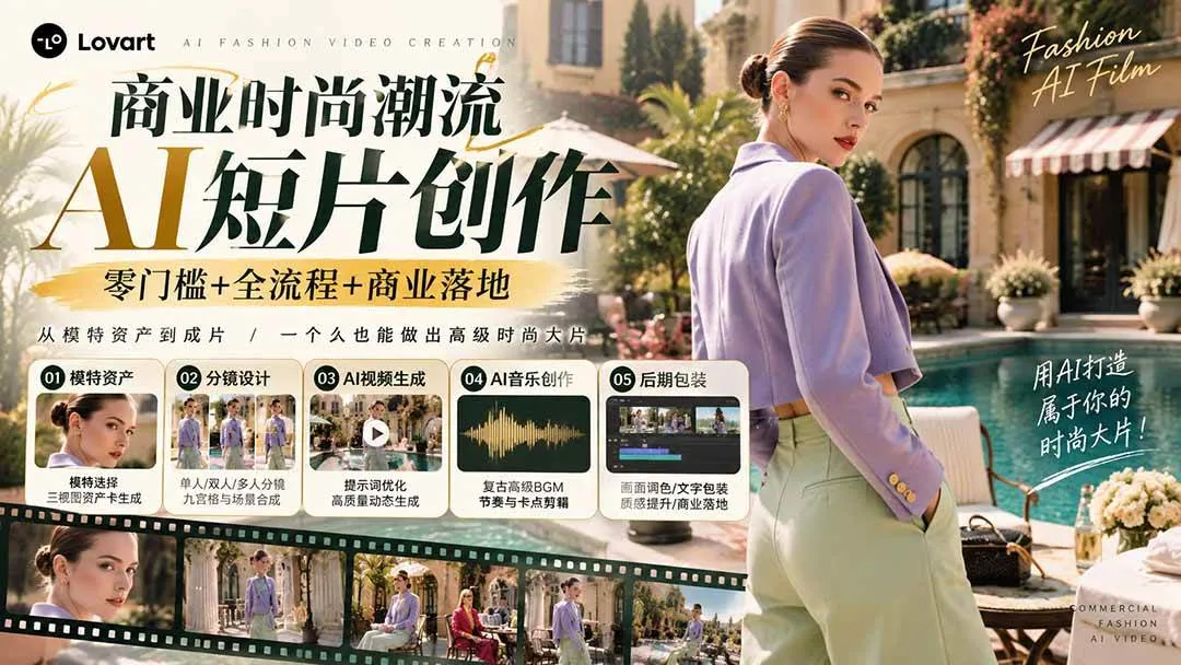 (21000期)从一张模特图到高级时尚广告大片:AI三视图资产、场景合成、电影分镜、动态生成与复古音乐剪辑实战课-小优资源网