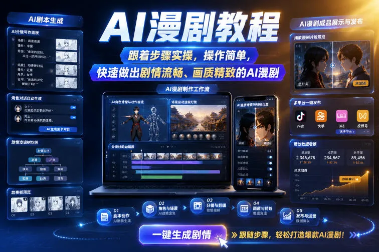 AI漫剧教程,跟着步骤实操,操作简单,快速做出剧情流畅、画质精致的AI漫剧-小优资源网