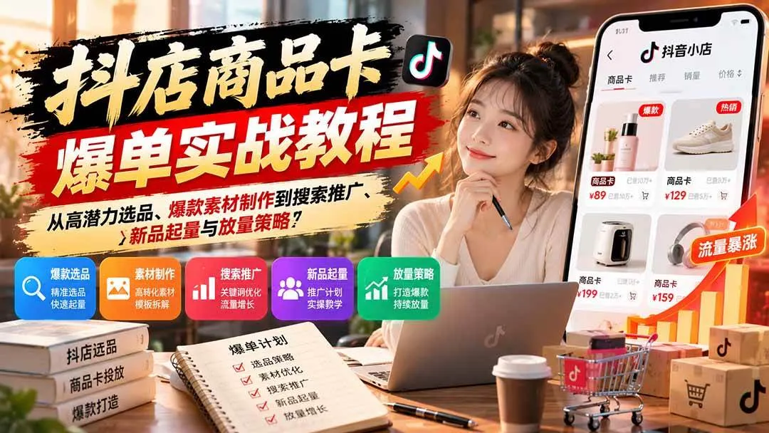 (21148期)抖店商品卡爆单实战教程:从高潜力选品、爆款素材制作到搜索推广、新品起量与放量策略 (21148期)抖店商品卡爆单实战教程:从高潜力选品、爆款素材制作到搜索推广、新品起量与放量策略