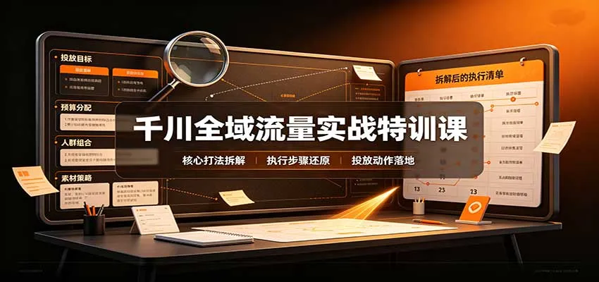 千川全域流量实战特训课：拆解全域投放实操核心打法-小优资源网