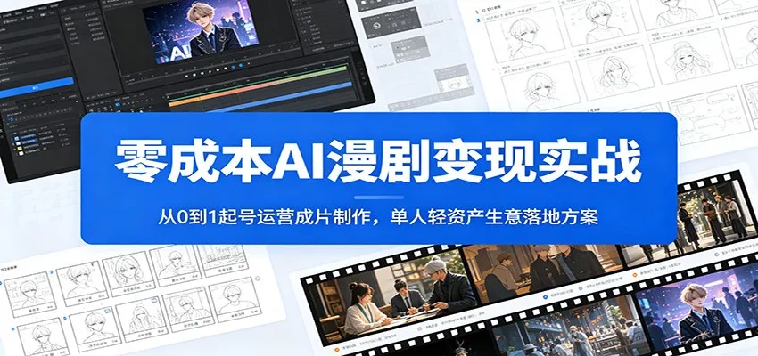 零成本AI漫剧变现实战：从0到1起号运营成片制作，单人轻资产生意落地方案-小优资源网
