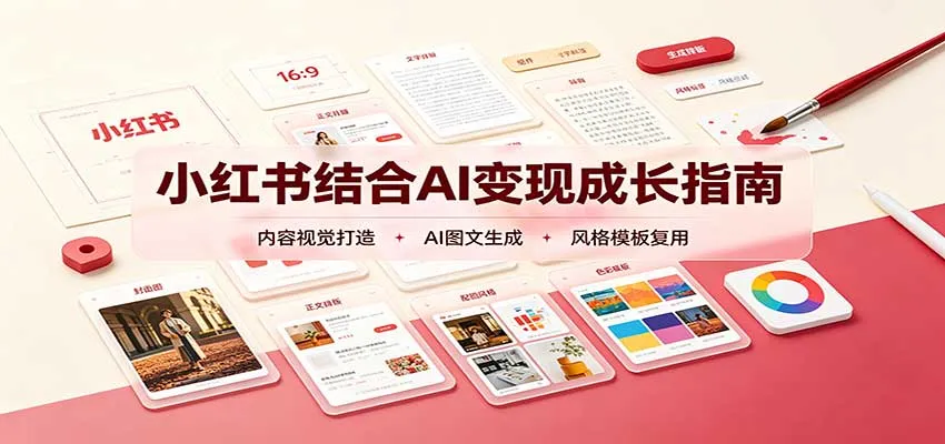 小红书结合AI变现成长指南：账号精准定位，内容视觉打造，搭建可复制流量获客体系-小优资源网