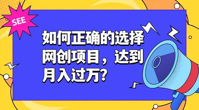 如何正确的选择网创项目，达到月入过万？，本课程教你正确选择项目。-小优资源网