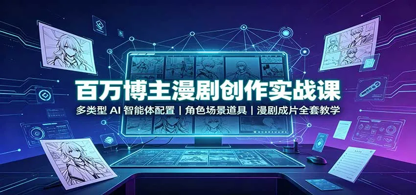 百万博主漫剧创作实战课：多类型AI智能体配置，角色场景道具，漫剧成片全套教学-小优资源网