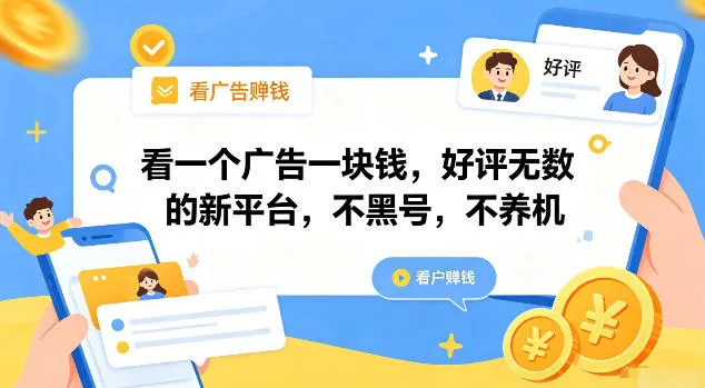 看一个广告一块钱，好评无数的新平台，不黑号，不养机【揭秘】-小优资源网