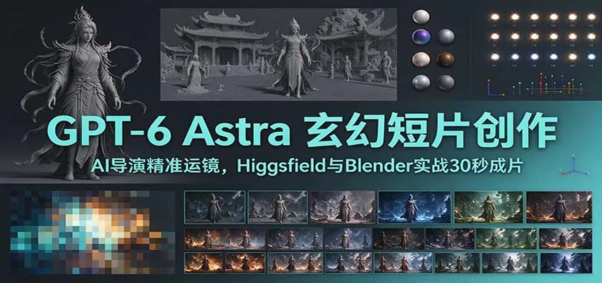 GPT-6 Astra 玄幻短片创作:AI导演精准运镜,Higgsfield与Blender实战30秒成片-小优资源网
