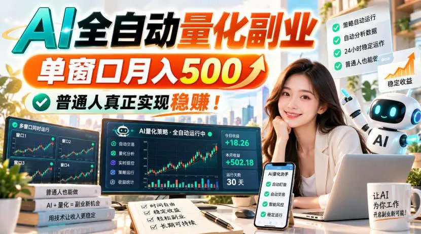 (20735期)AI全自动量化副业,单窗口月入500,普通人真正实现稳赚!-小优资源网