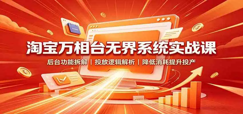 淘宝万相台无界系统实战课:后台功能拆解,投放逻辑解析,降低消耗提升投产-小优资源网
