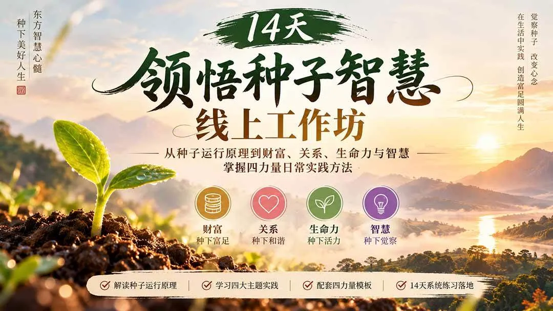 (20756期)14天领悟种子智慧线上工作坊|从种子运行原理到财富、关系、生命力与智慧,掌握四力量日常实践方法 (20756期)14天领悟种子智慧线上工作坊|从种子运行原理到财富、关系、生命力与智慧,掌握四力量日常实践方法