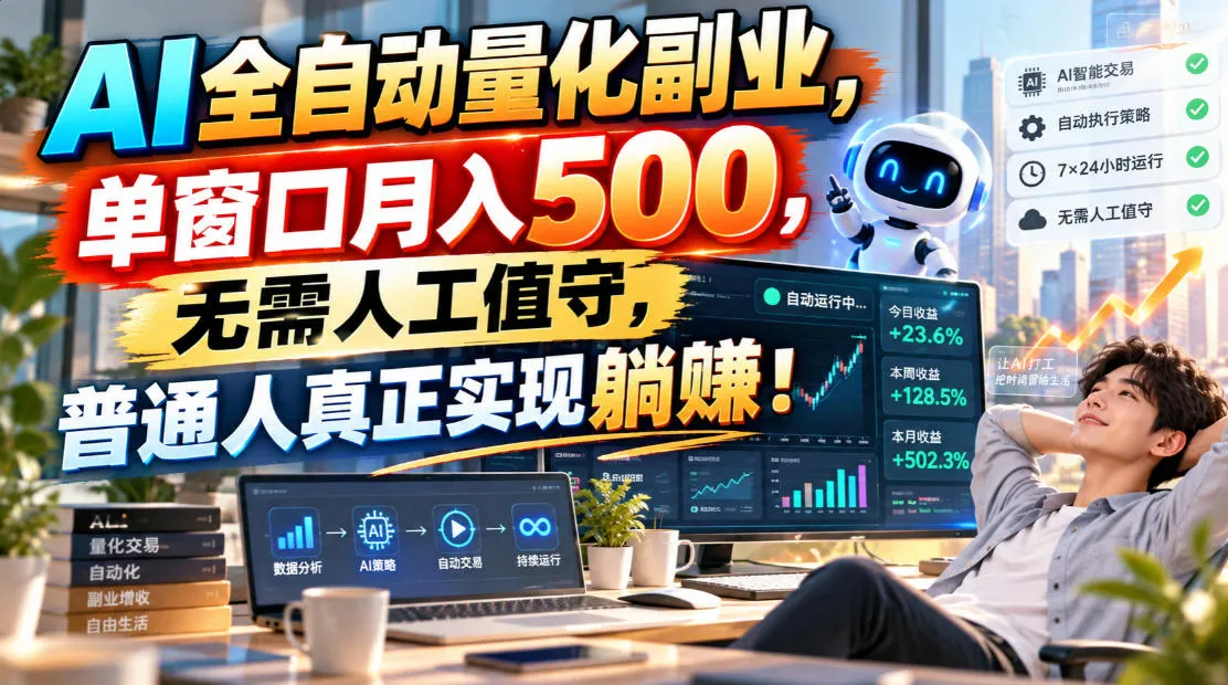 AI全自动量化副业，单窗口月入500，无需人工值守，普通人真正实现躺賺！【揭秘】-小优资源网
