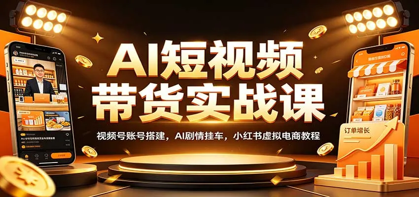 AI短视频带货实战课:视频号账号搭建,AI剧情挂车,小红书虚拟电商教程-小优资源网