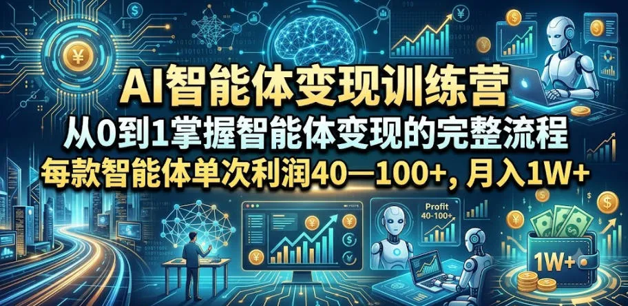 AI智能体变现训练营，从0到1掌握智能体变现的完整流程，每款智能体单次利润40—100+，月入1W+-小优资源网