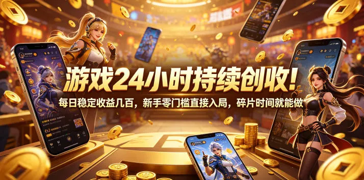 游戏24小时持续创收!每日稳定收益几百,新手零门槛直接入局,碎片时间就能做【揭秘】-小优资源网