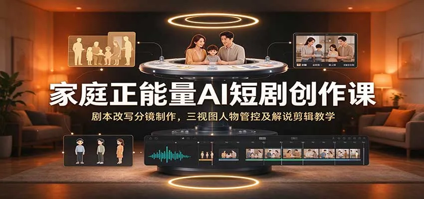 家庭正能量AI短剧创作课:剧本改写分镜制作,三视图人物管控及解说剪辑教学 家庭正能量AI短剧创作课:剧本改写分镜制作,三视图人物管控及解说剪辑教学
