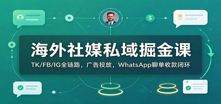 海外社媒私域掘金课:TK/FB/IG全链路,广告投放,WhatsApp聊单收款闭环 海外社媒私域掘金课:TK/FB/IG全链路,广告投放,WhatsApp聊单收款闭环