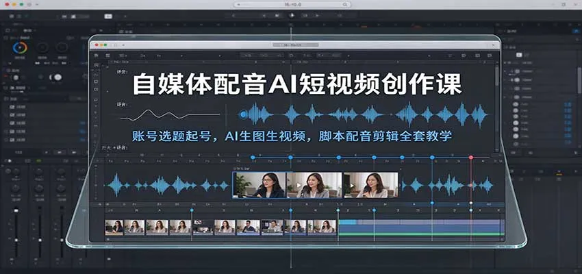 自媒体配音AI短视频创作课：账号选题起号，AI生图生视频，脚本配音剪辑全套教学-小优资源网