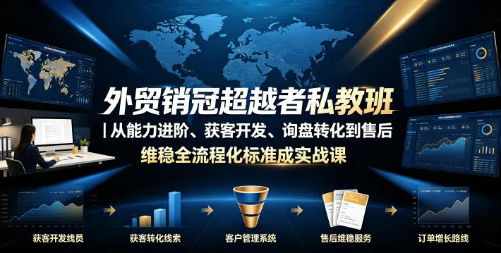 外贸销冠超越者私教班|从能力进阶、获客开发、询盘转化到售后维稳全流程标准化成交实战课-小优资源网
