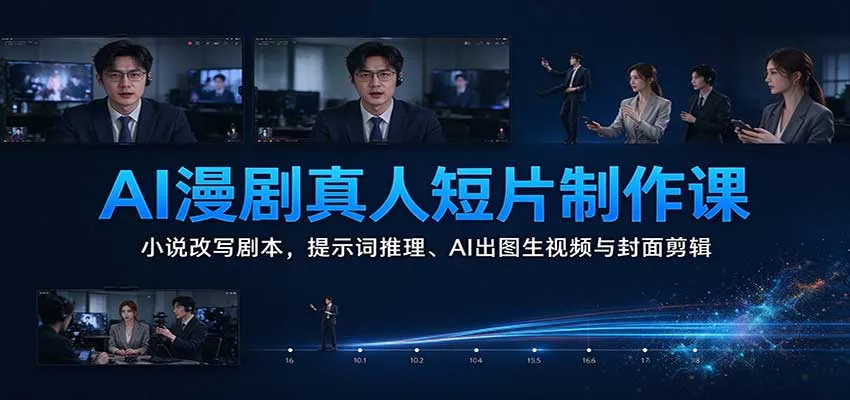 AI漫剧真人短片制作课：小说改写剧本，提示词推理、AI出图生视频与封面剪辑-小优资源网