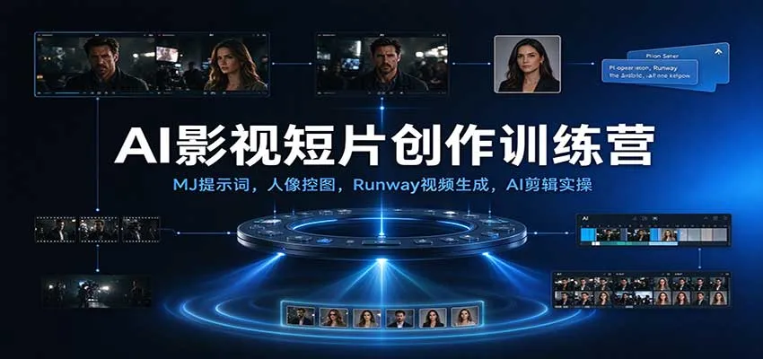 AI影视短片创作训练营：MJ提示词，人像控图，Runway视频生成，AI剪辑实操-小优资源网